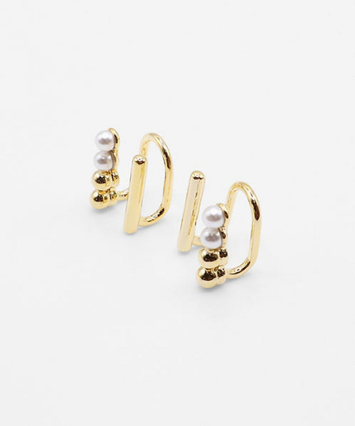 パールラインラウンドメタルイヤリング