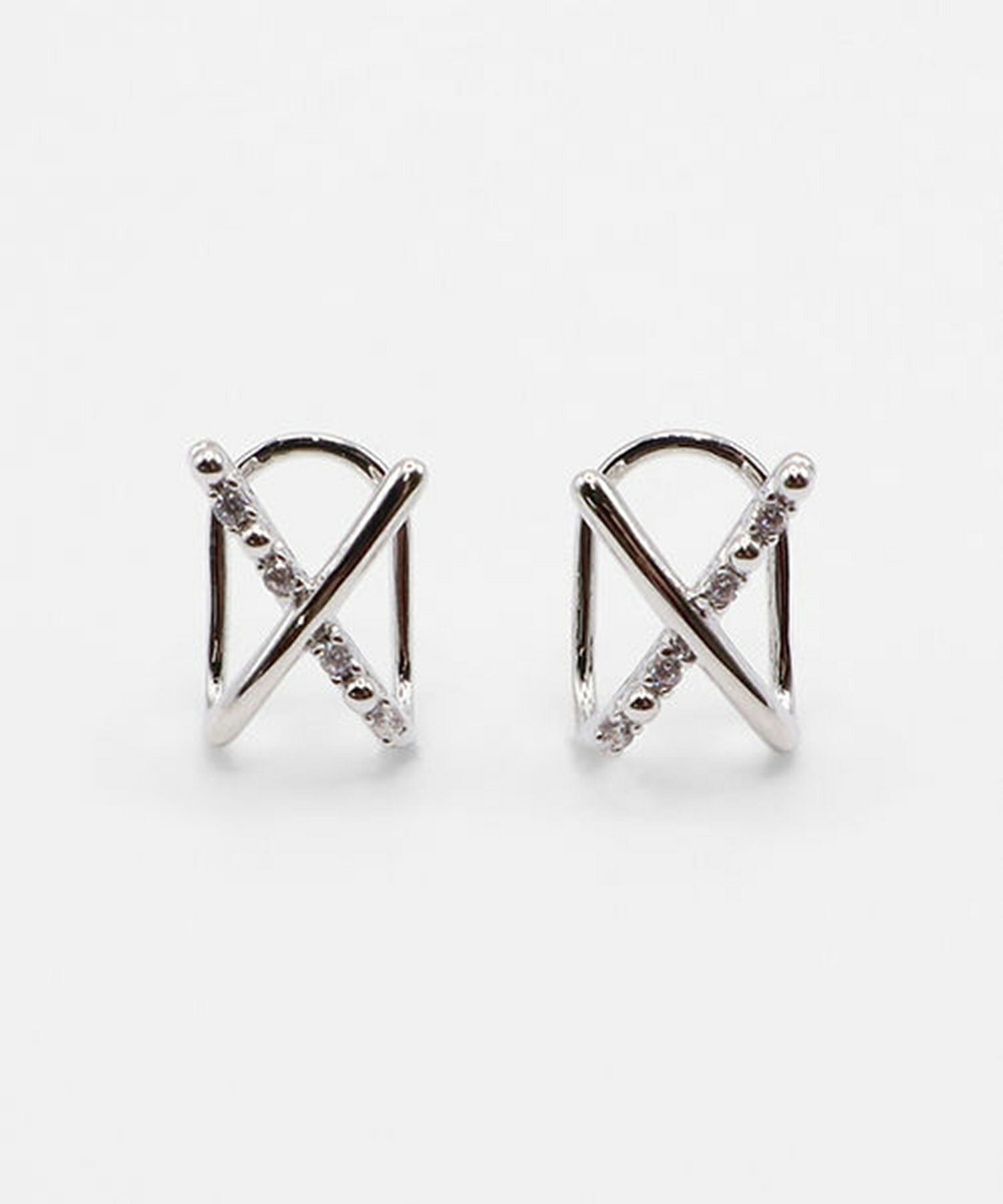 クロスラウンドメタルイヤリング