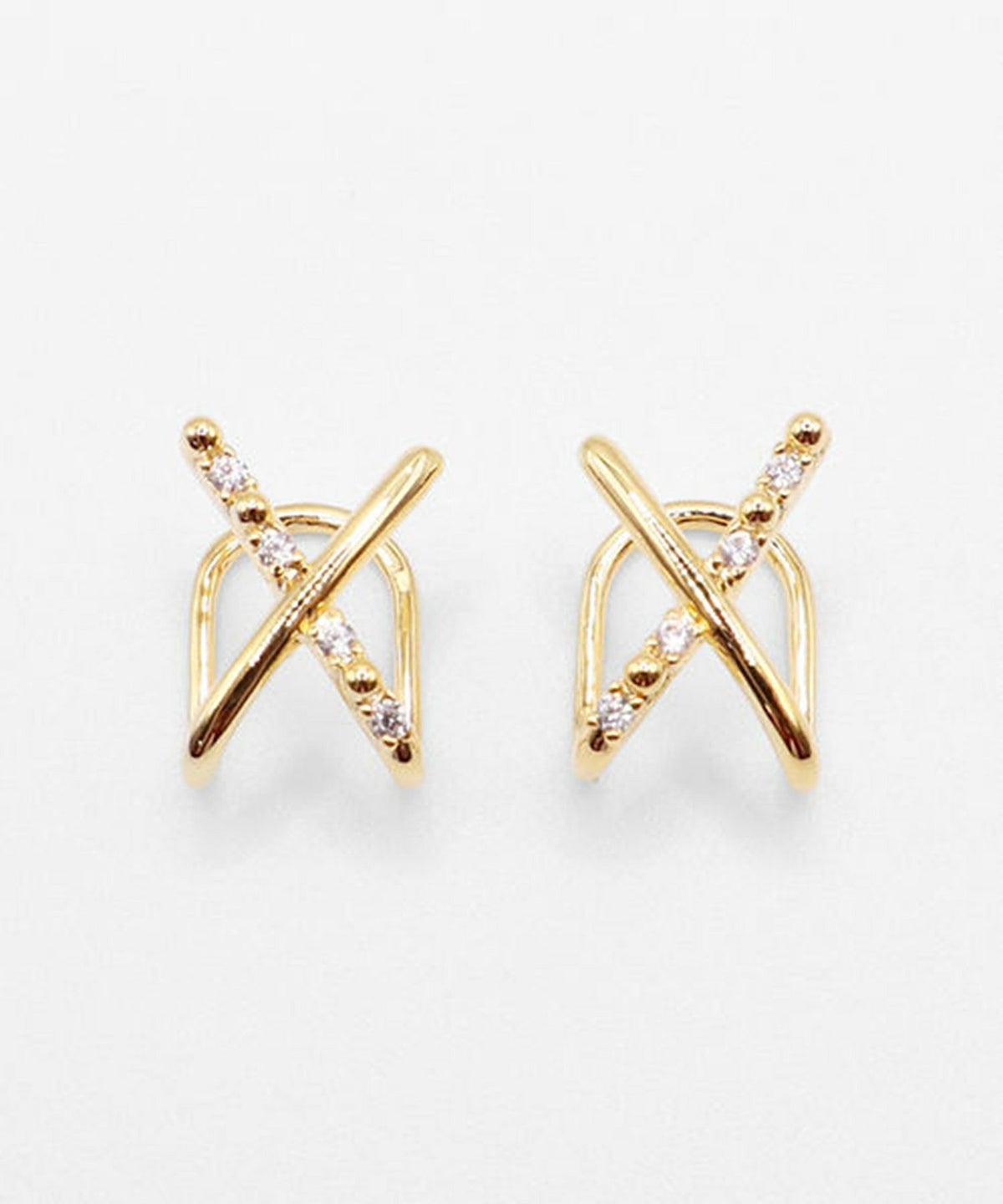 クロスラウンドメタルイヤリング