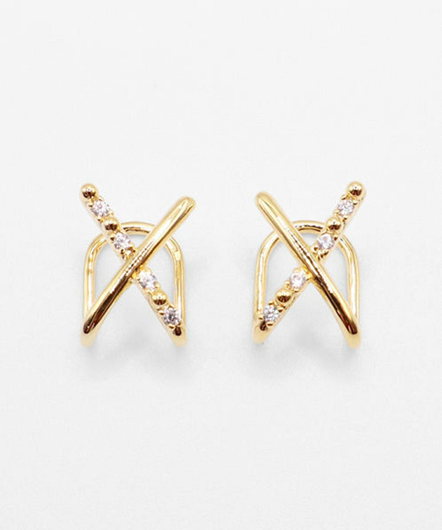 クロスラウンドメタルイヤリング