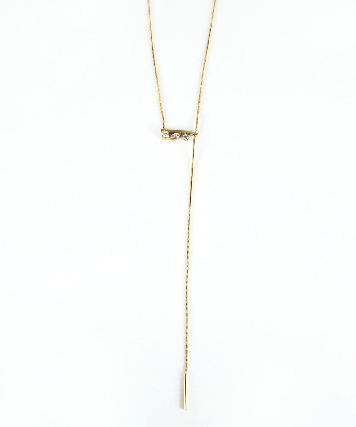 ビジューバーY字サージカルステンレスネックレス