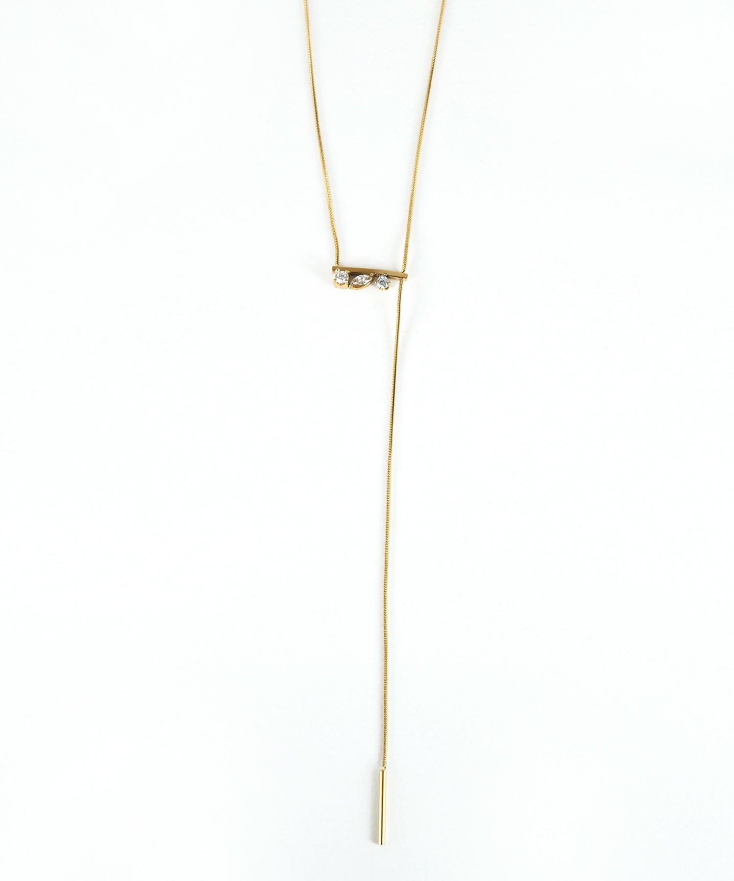 ビジューバーY字サージカルステンレスネックレス