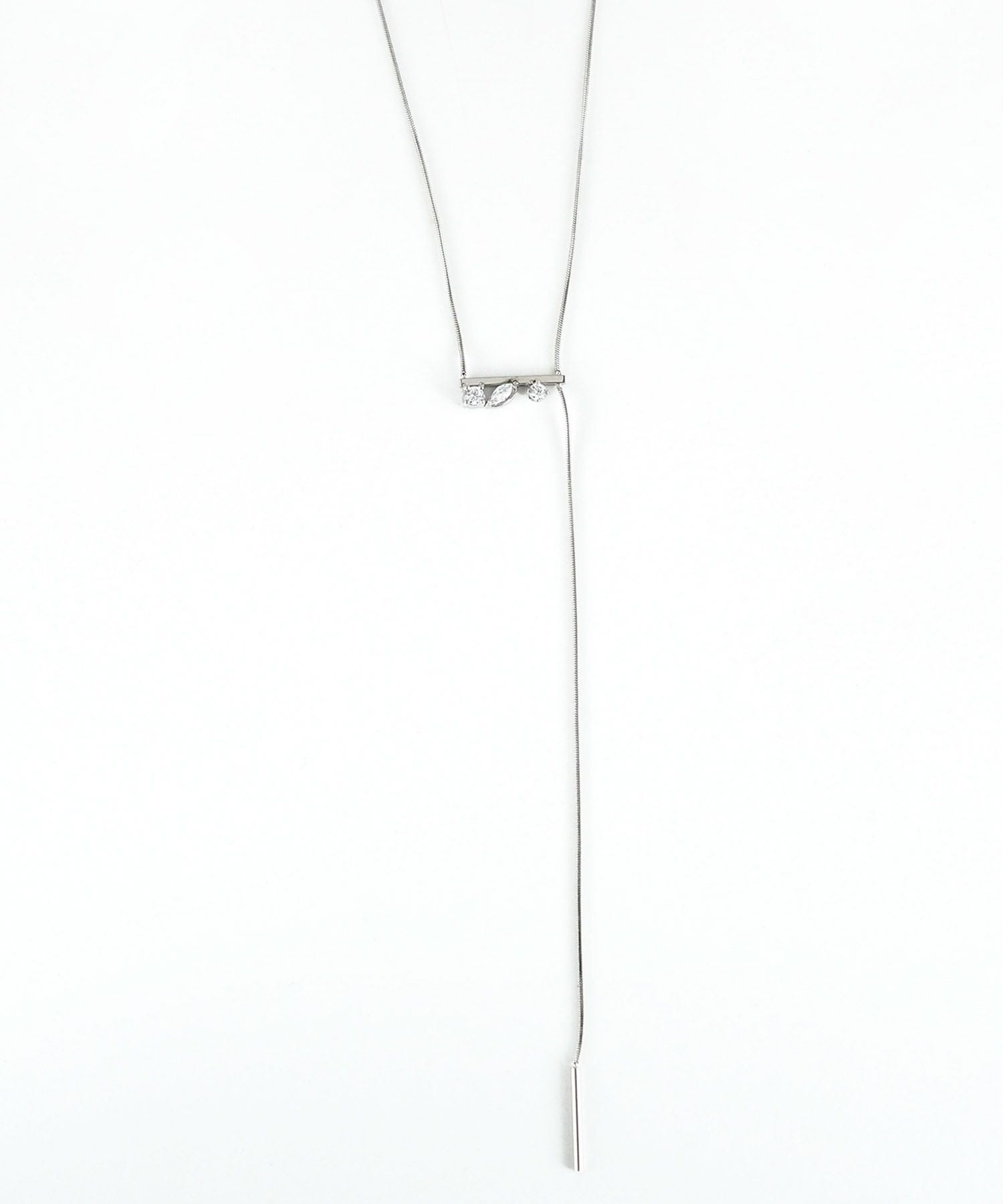 ビジューバーY字サージカルステンレスネックレス