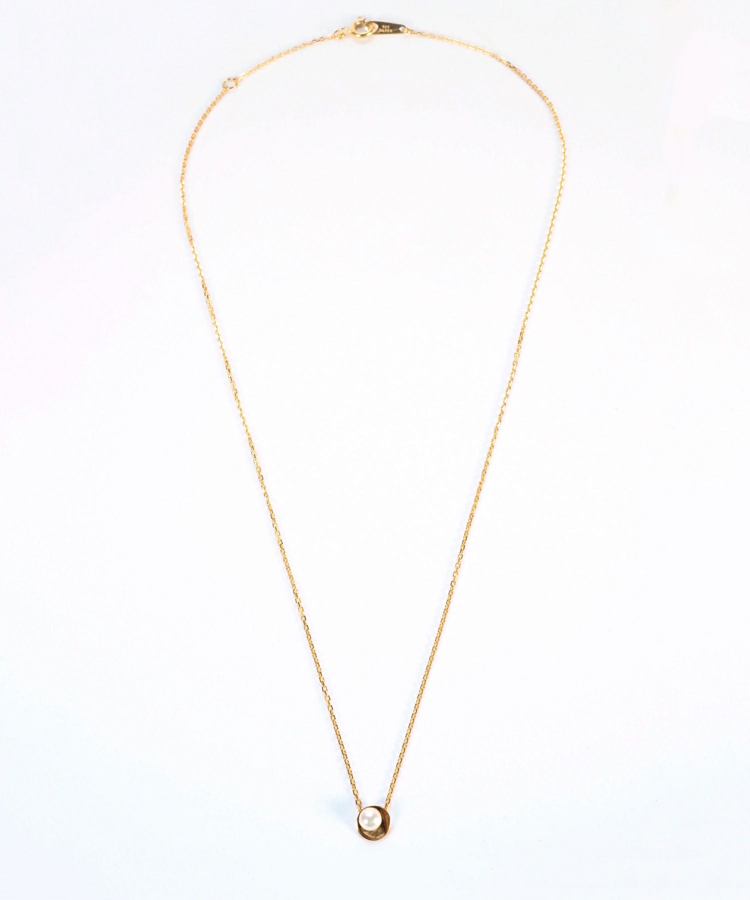 [SV925]アコヤパールプレートネックレス