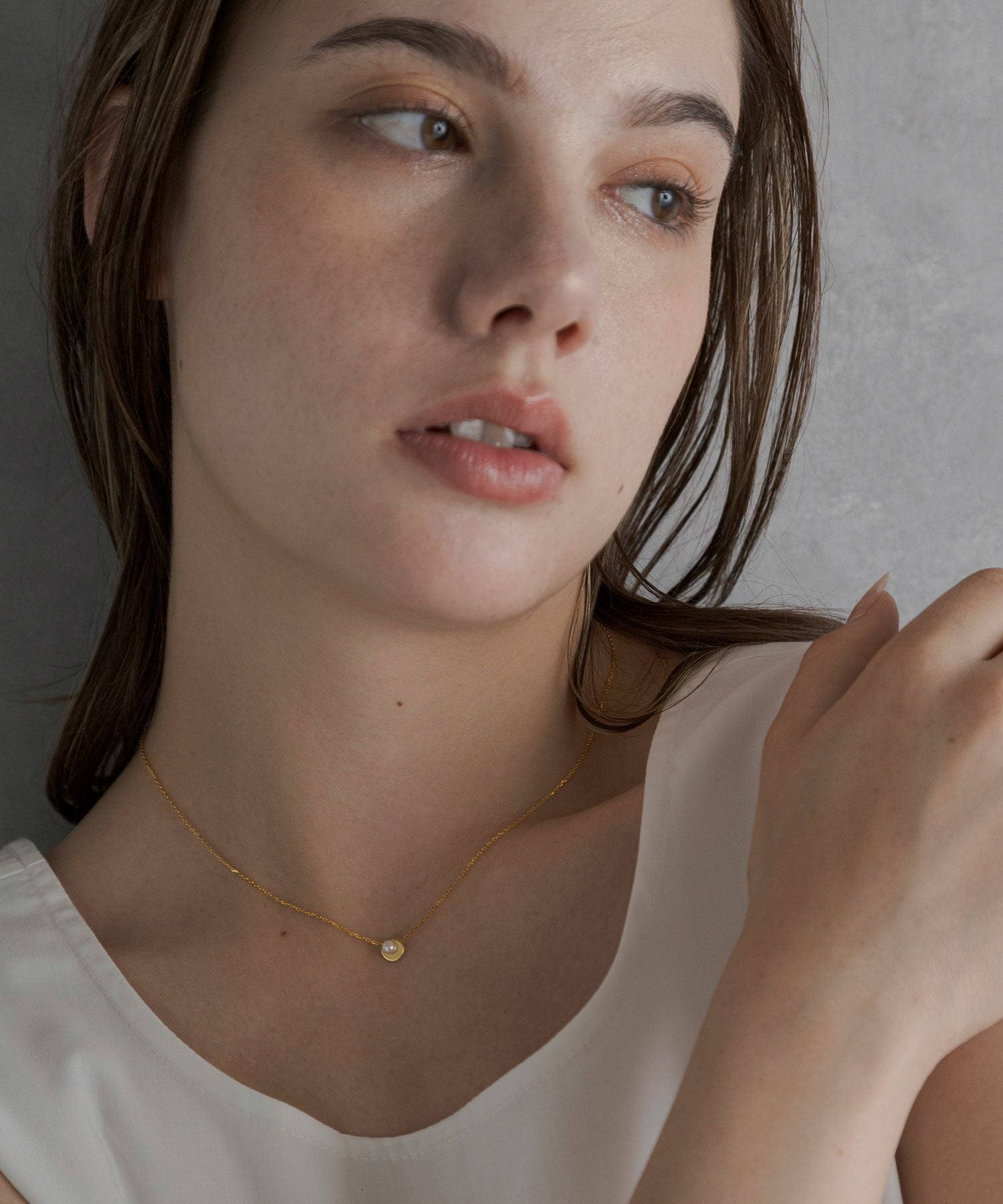 [SV925]アコヤパールプレートネックレス