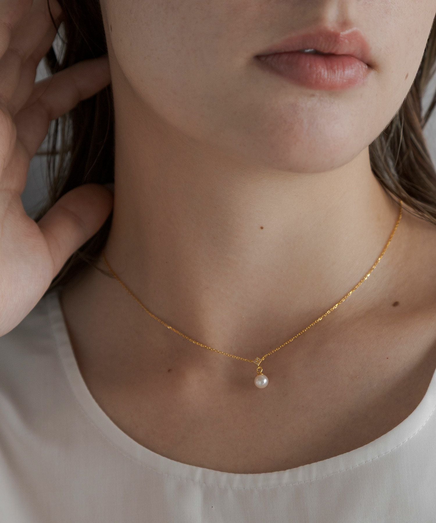 [SV925]キャトルビジューアコヤパールネックレス