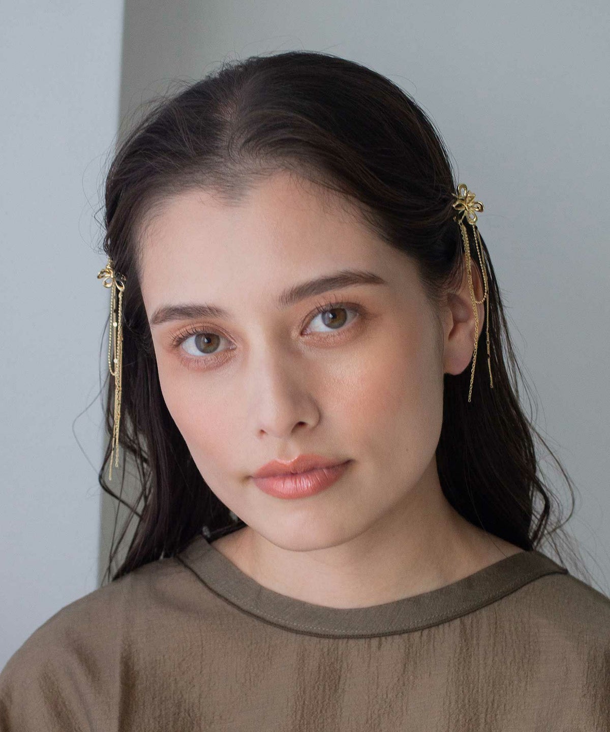 メタルフラワーチェーン付きミニクリップ2Pセット