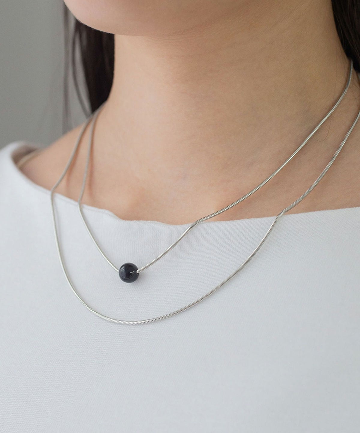 ストーン2連ショートネックレス【MUK blossom stone】