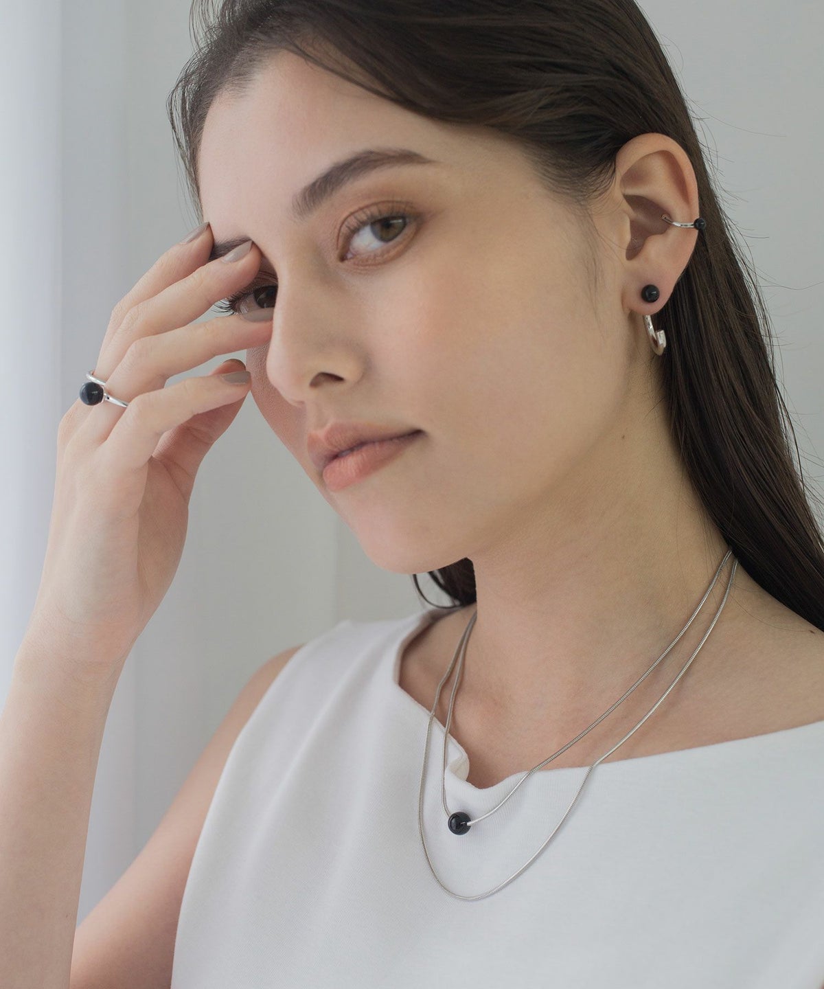 ストーン2連ショートネックレス【MUK blossom stone】