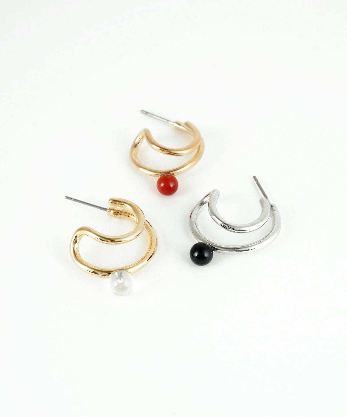 ストーン2連フープピアス【MUK blossom stone】