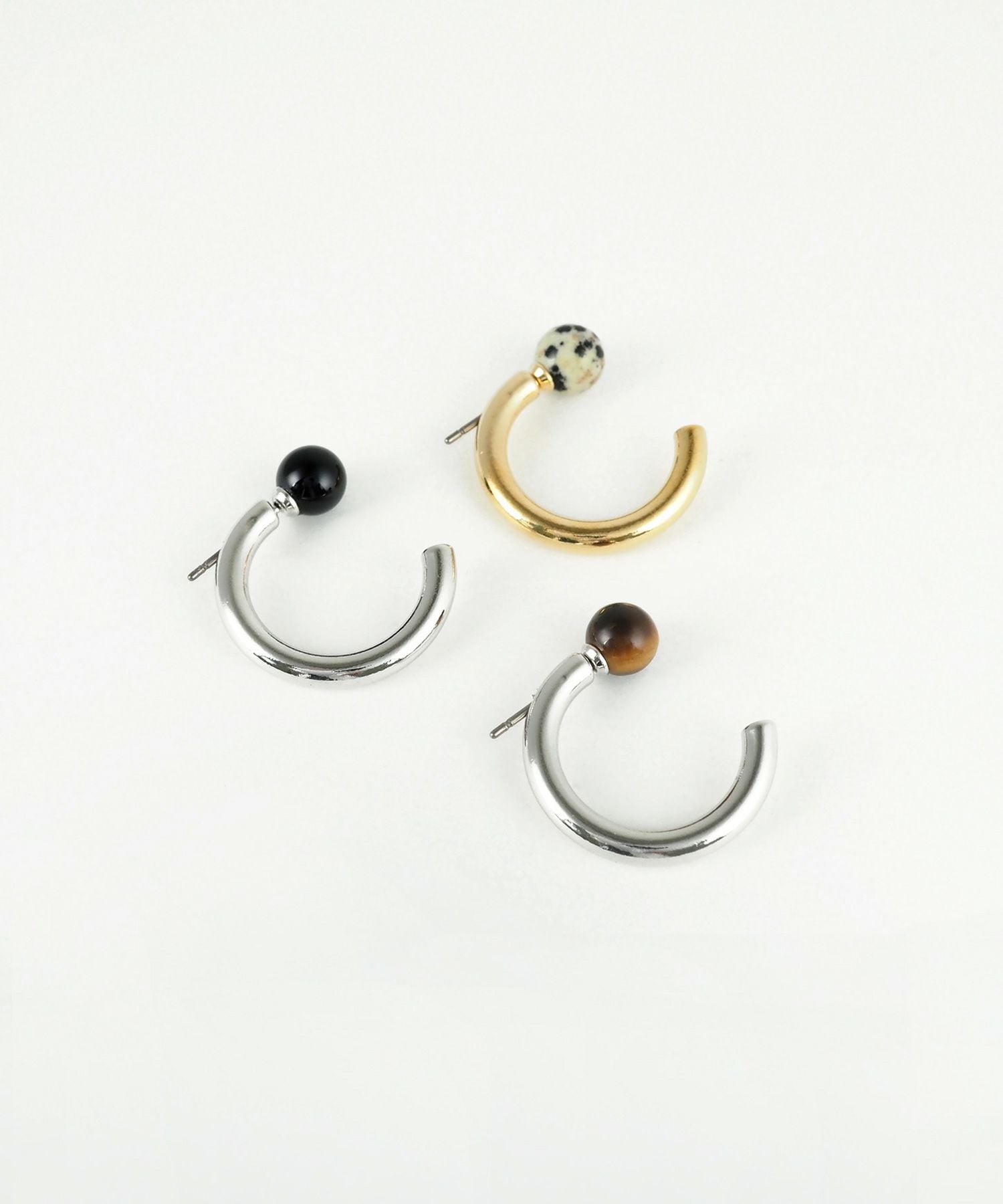 ストーンCカールフープチタンポストピアス【MUK blossom stone