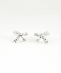 アシンメトリーリボンキャッツアイチタンポストピアス