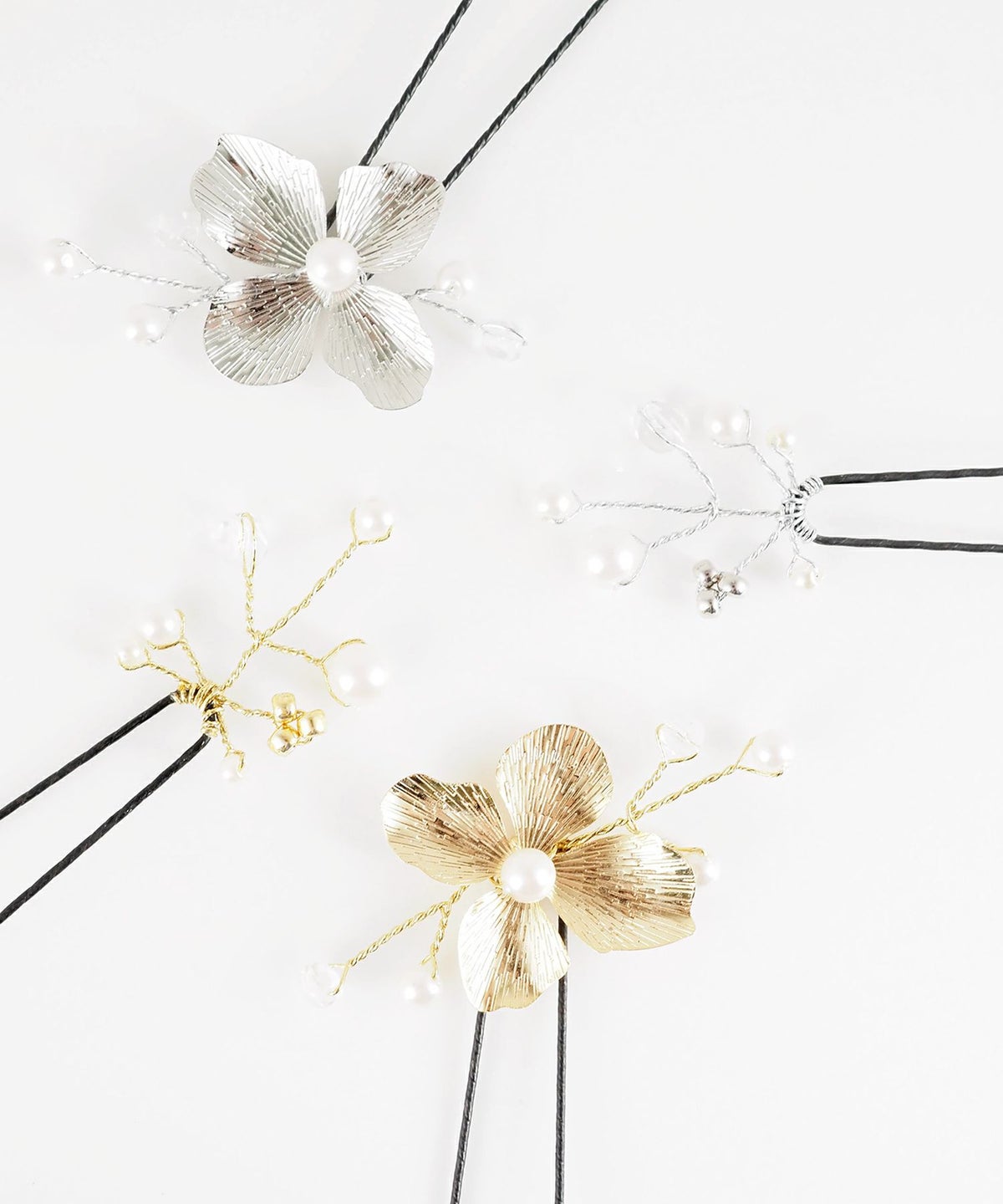 メタルフラワービーズUピン2Pセット