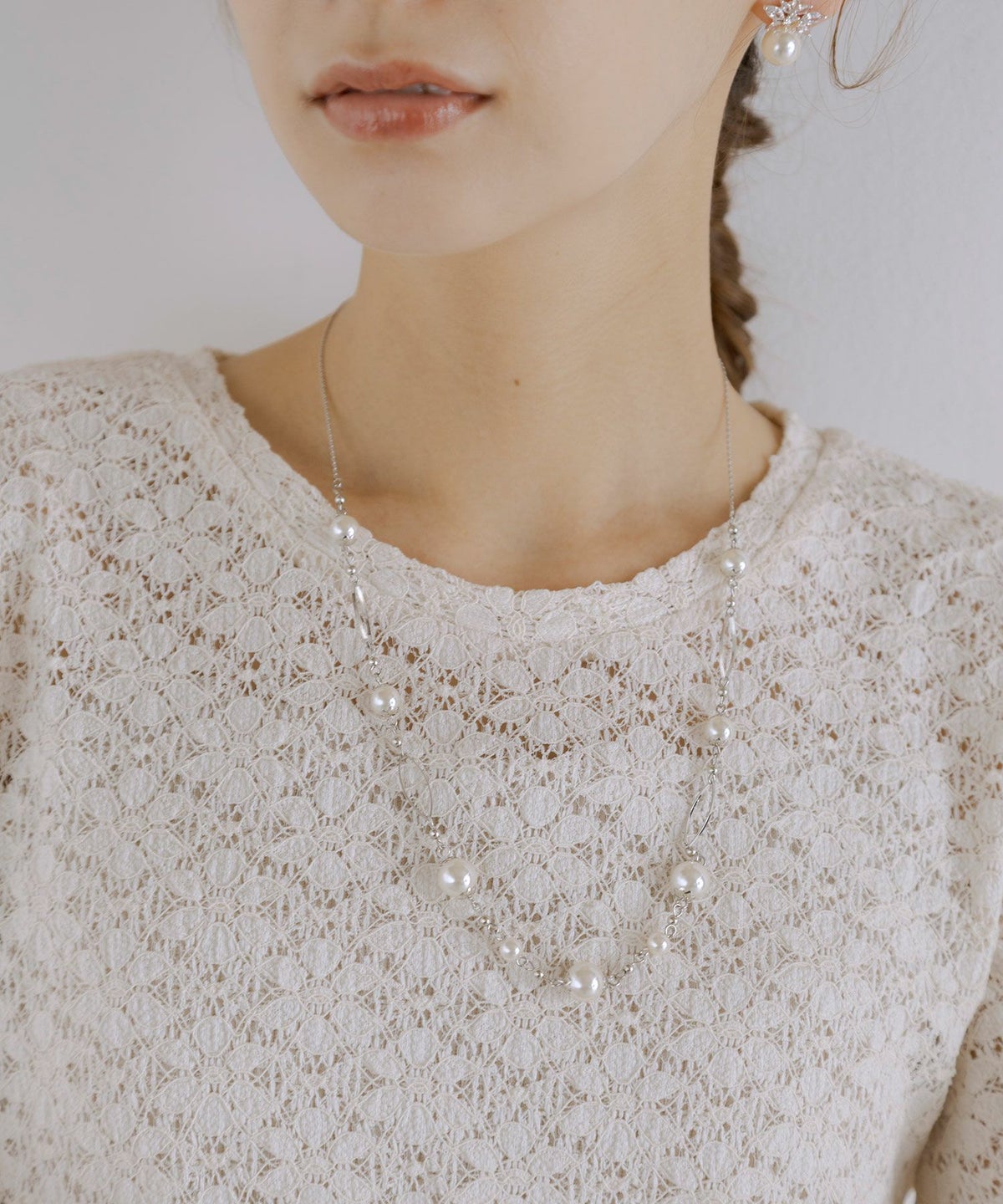 ステーションパールデザインチェーンネックレス