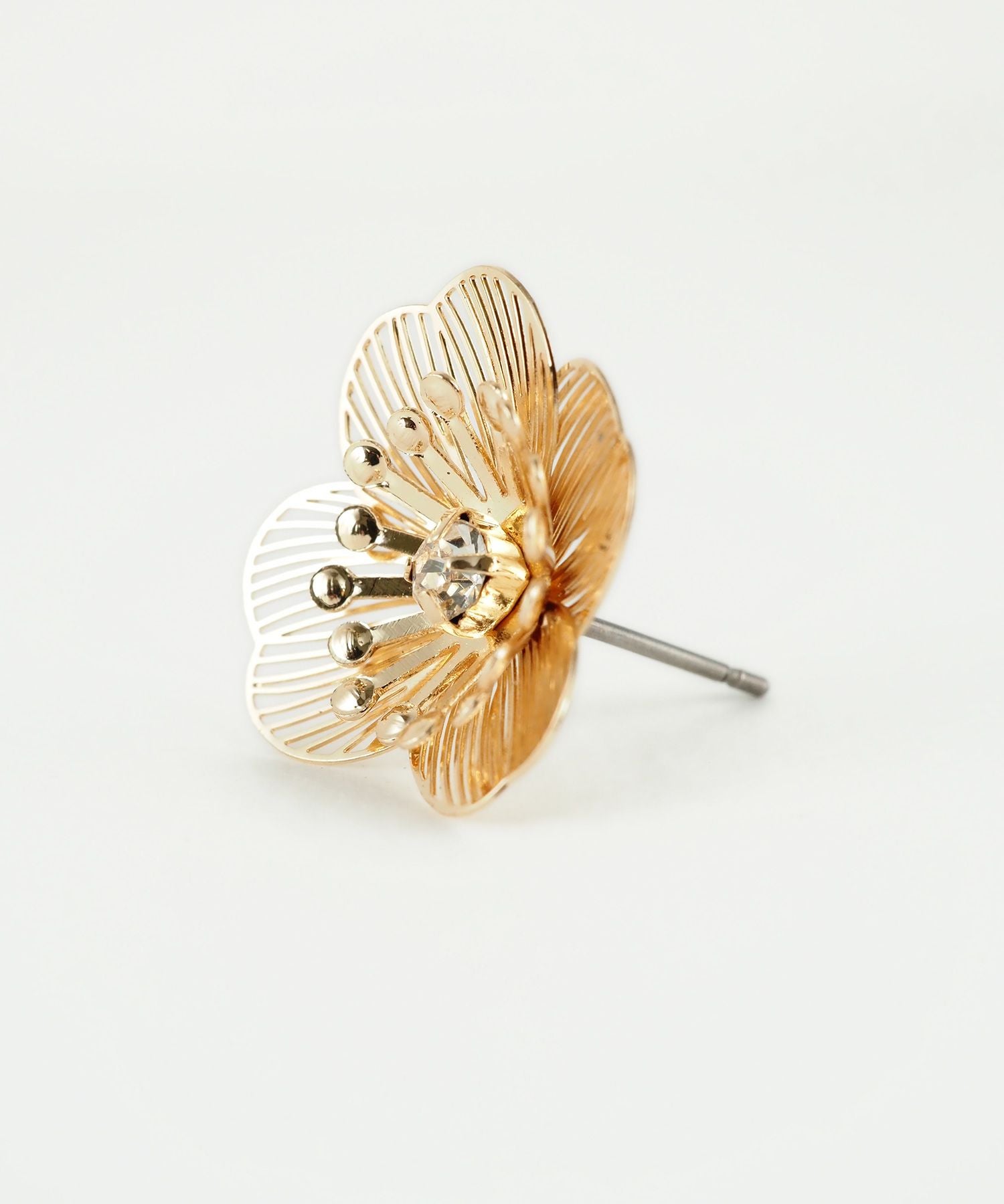 透かしフラワーチタンポストピアス