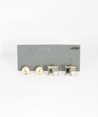 スクエアパールストーンセットサージカルステンレスポストピアス