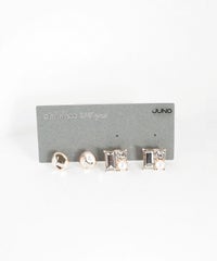 スクエアパールストーンセットサージカルステンレスポストピアス