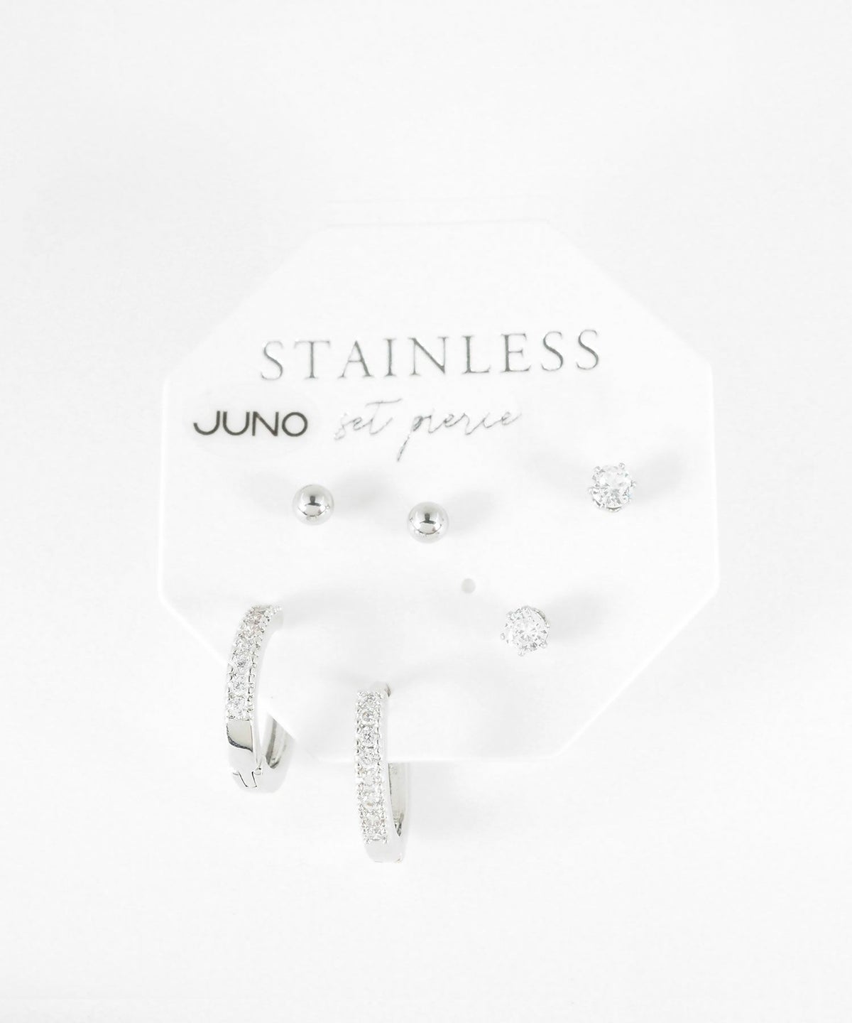 ラインストーンフープセットステンレスピアス