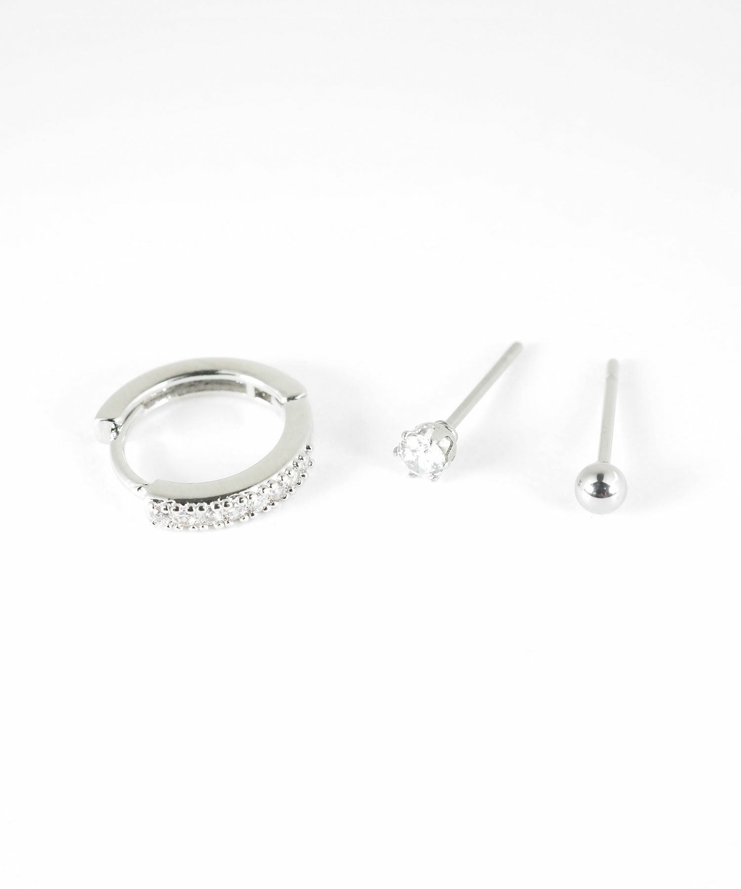 ラインストーンフープセットステンレスピアス
