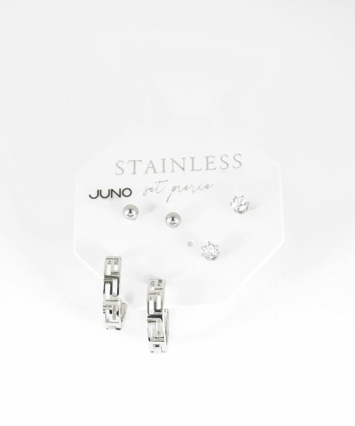 ジオメトリックフープセットステンレスピアス