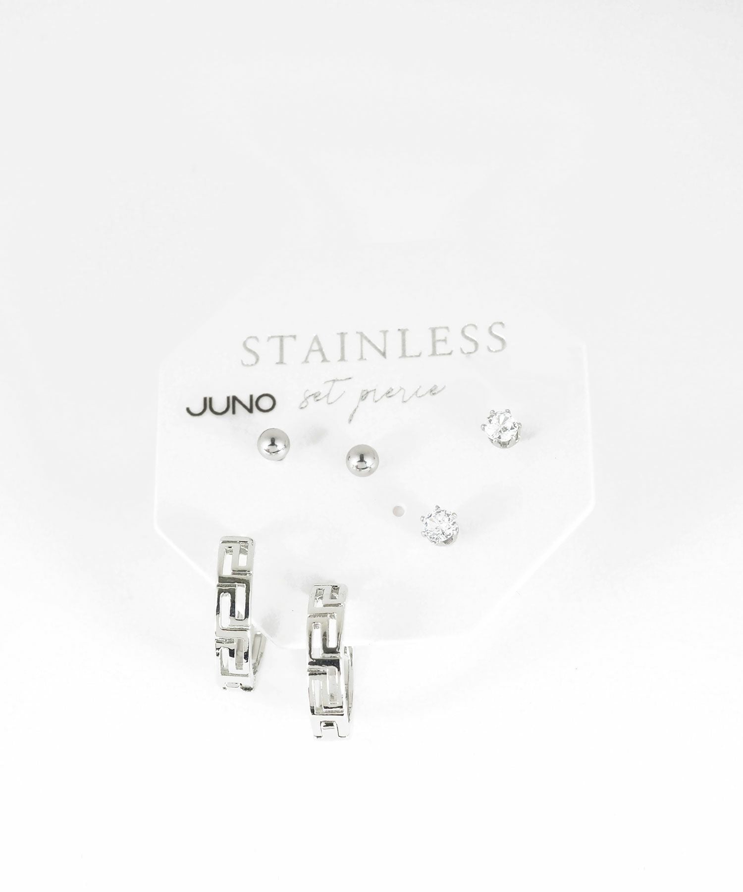 ジオメトリックフープセットステンレスピアス