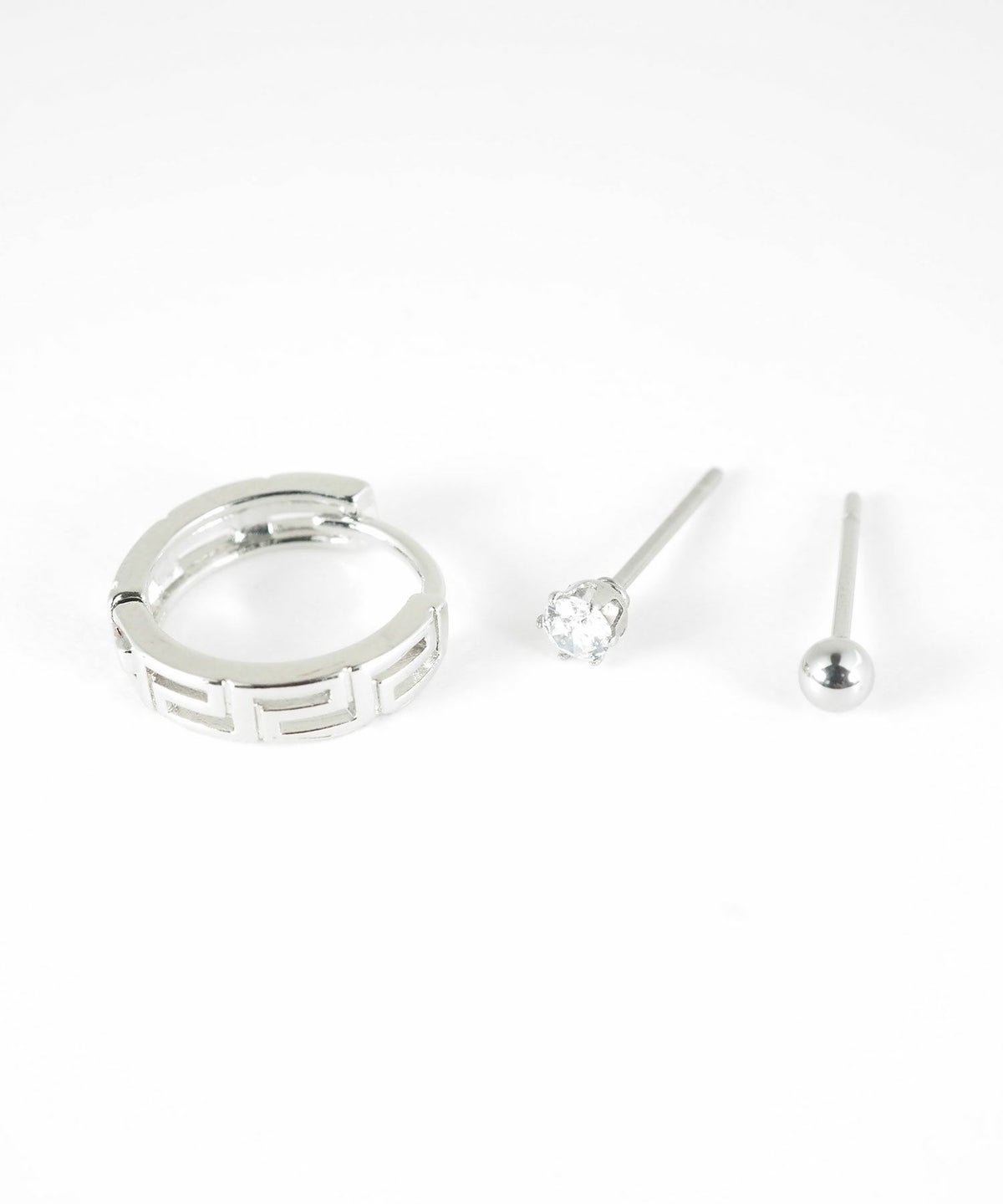 ジオメトリックフープセットステンレスピアス
