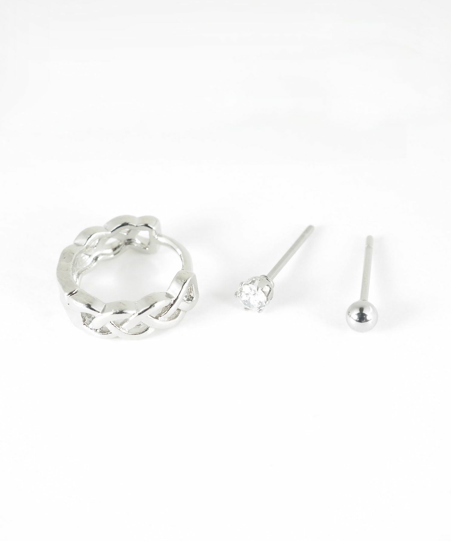 クロスラインフープセットステンレスピアス