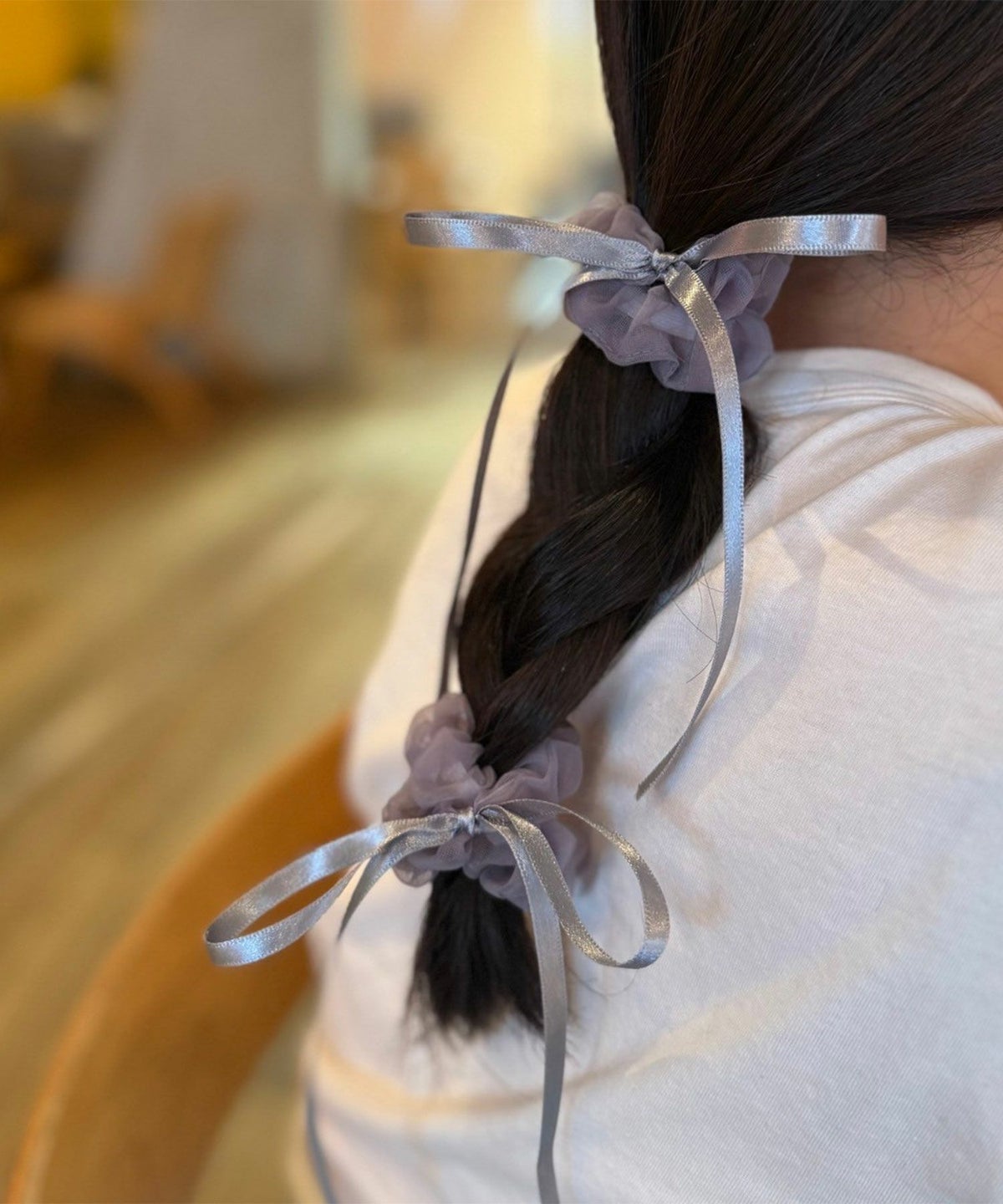 サテンリボンオーガンジーセットシュシュ