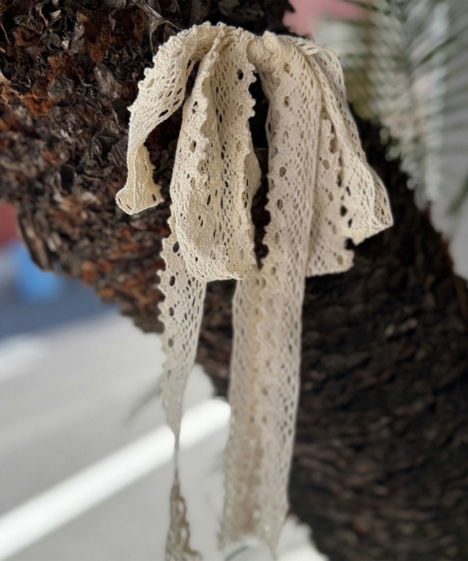 コットンレースリボンポニーフック【nuage】