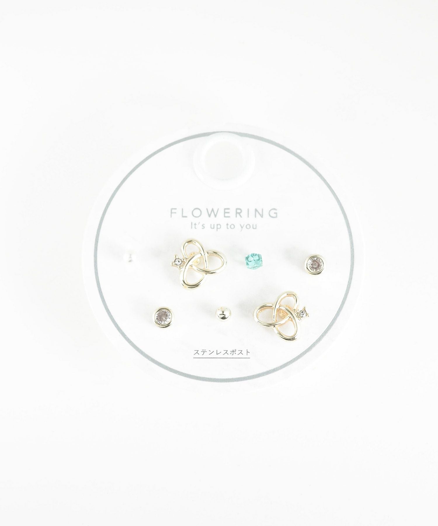 ニュアンスクロスステンレスポストセットピアス