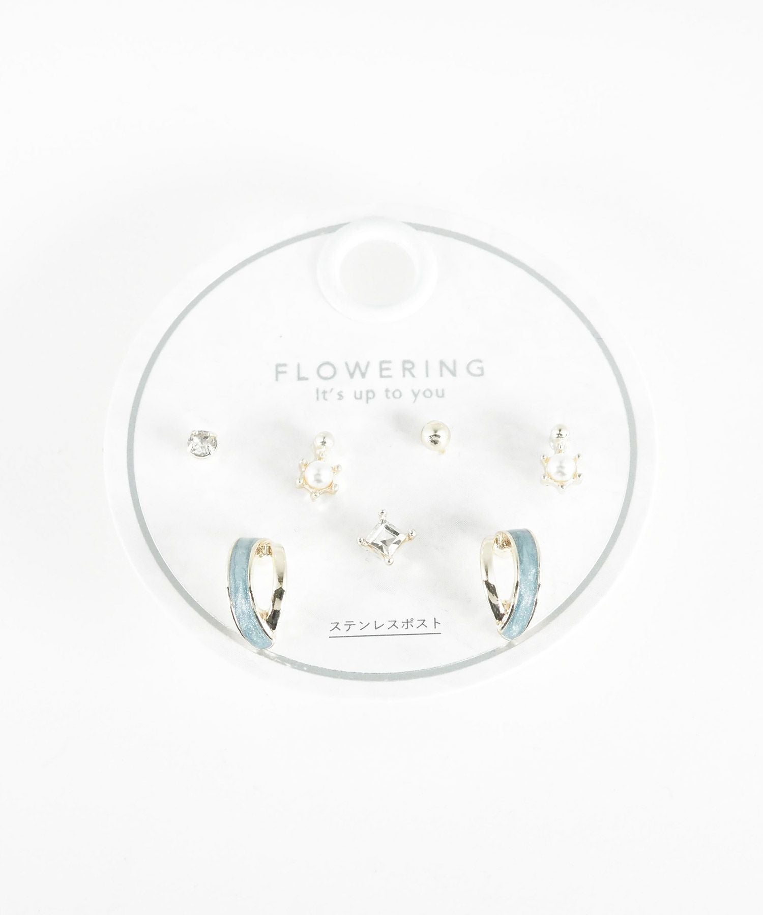 ニュアンスラメカラーステンレスポストセットピアス