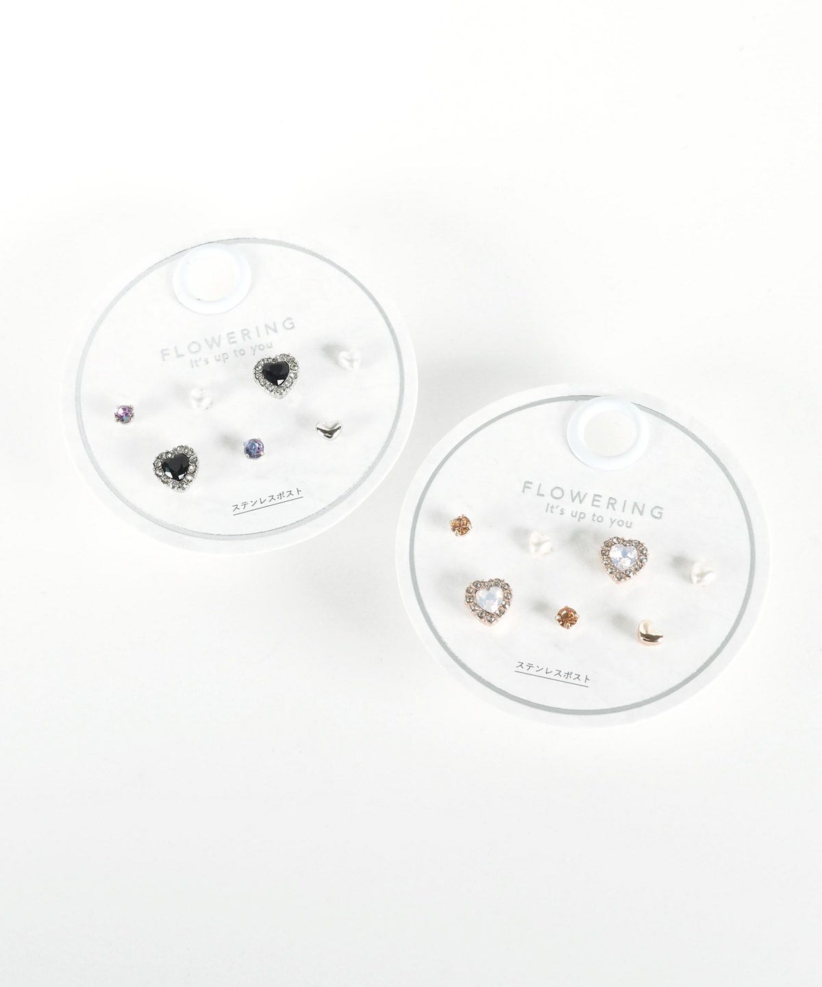 ハートビジューステンレスポストピアス