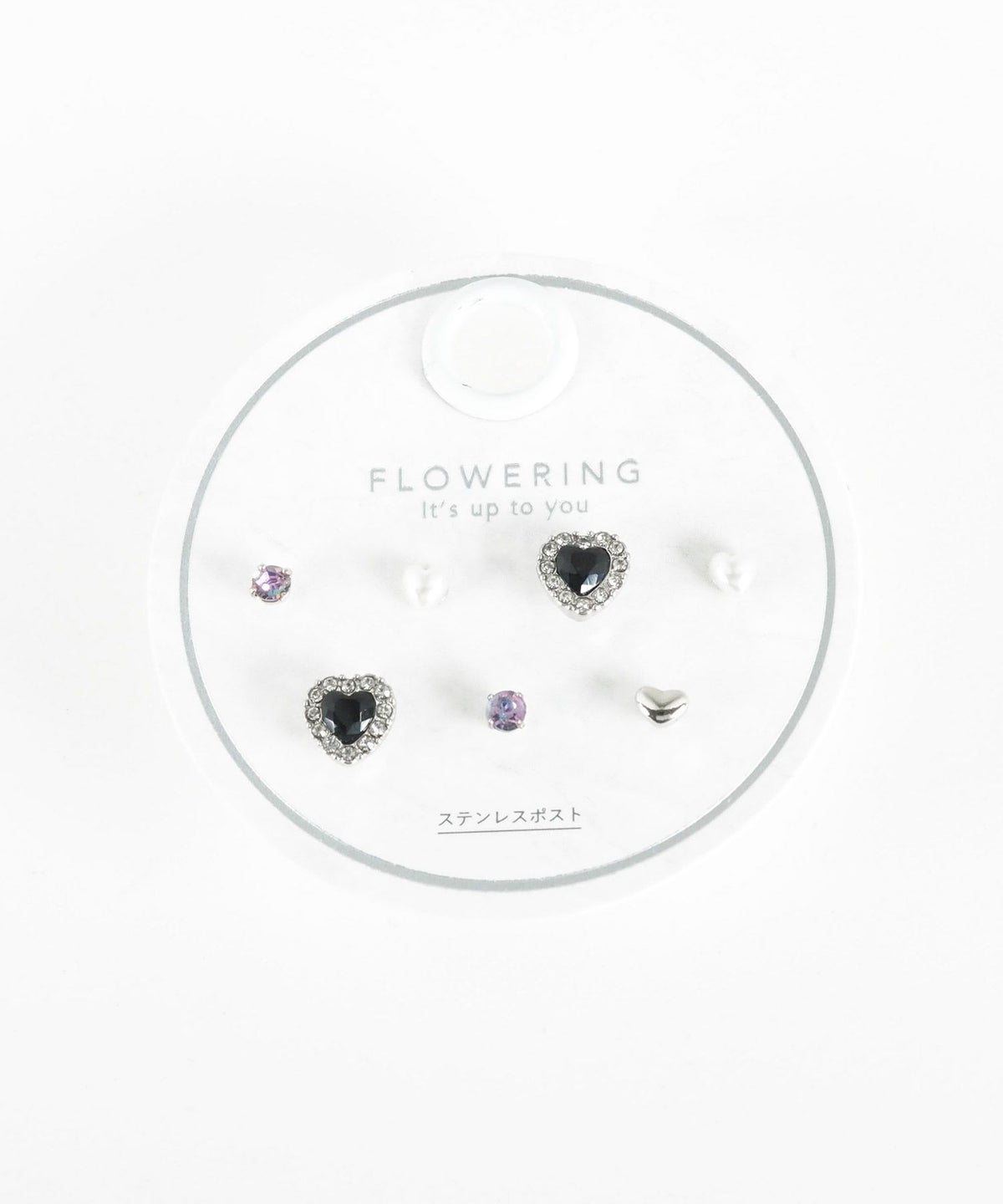 ハートビジューステンレスポストピアス