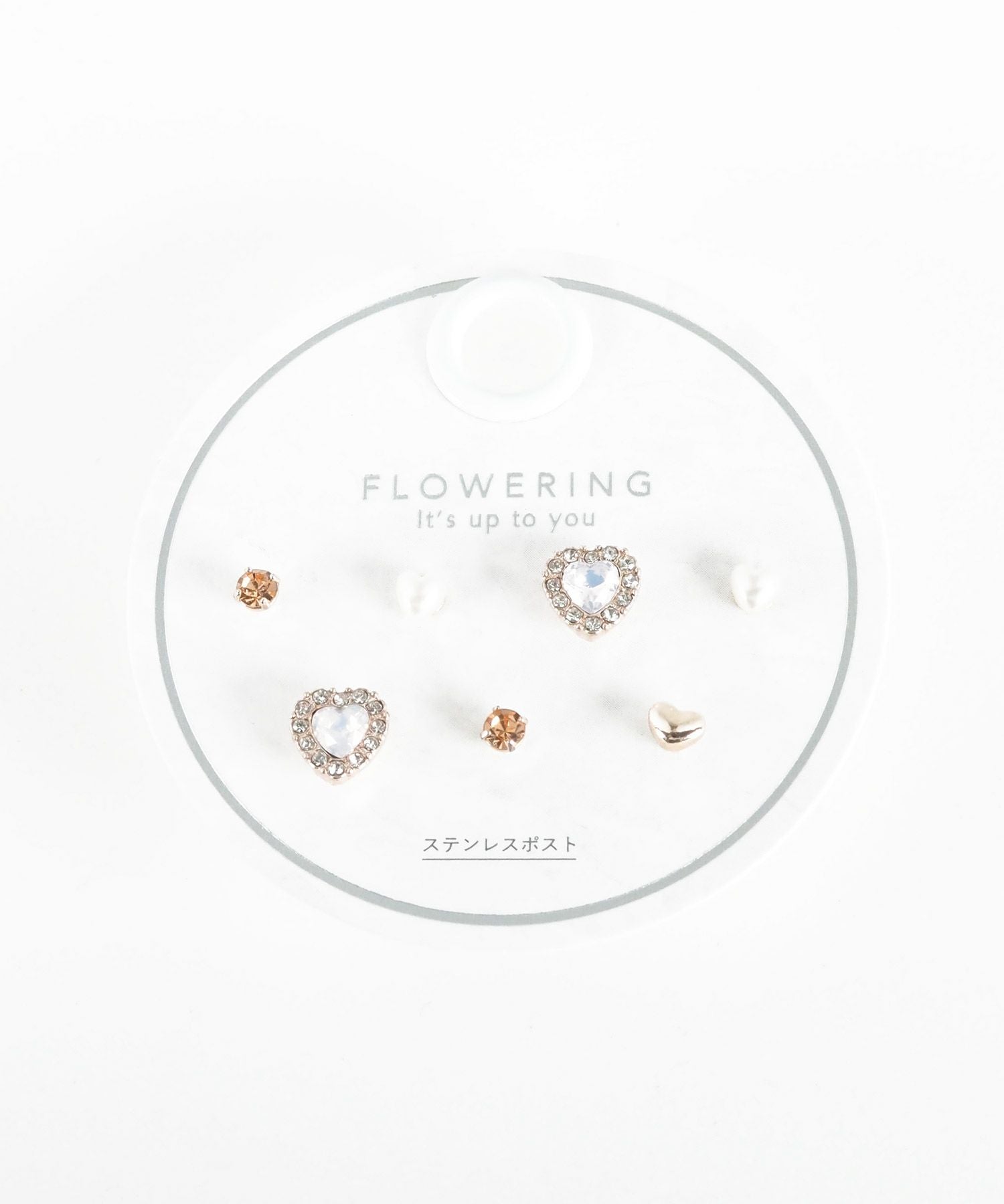 ハートビジューステンレスポストピアス