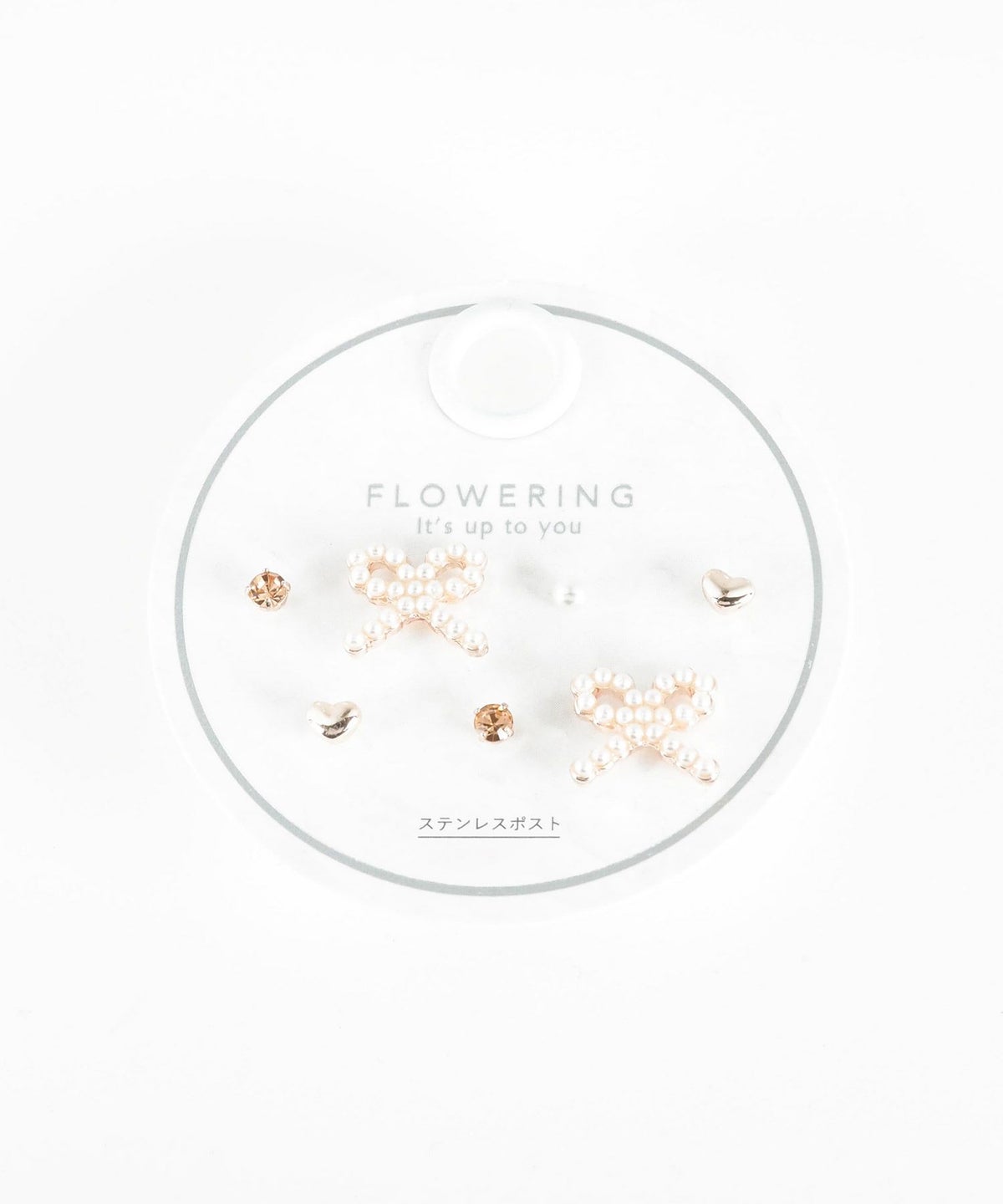 パールリボンステンレスポストセットピアス
