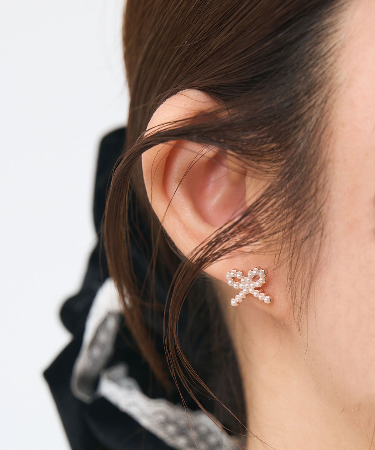 パールリボンステンレスポストセットピアス