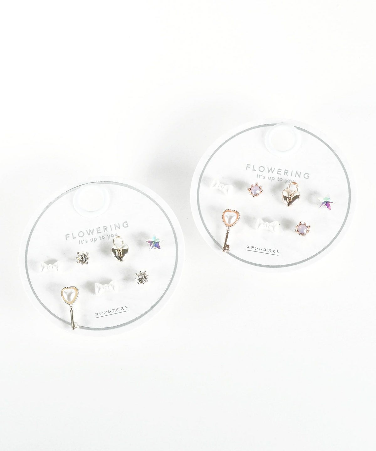 キーリボンステンレスポストセットピアス