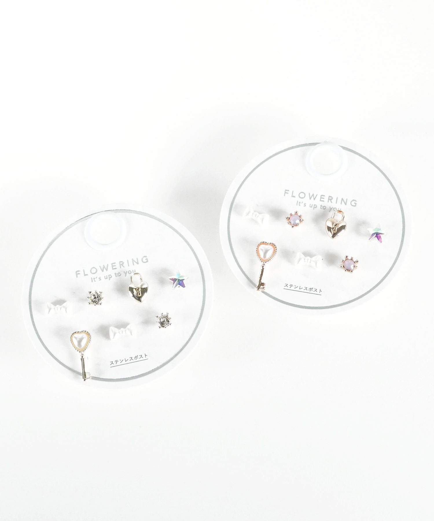 キーリボンステンレスポストセットピアス