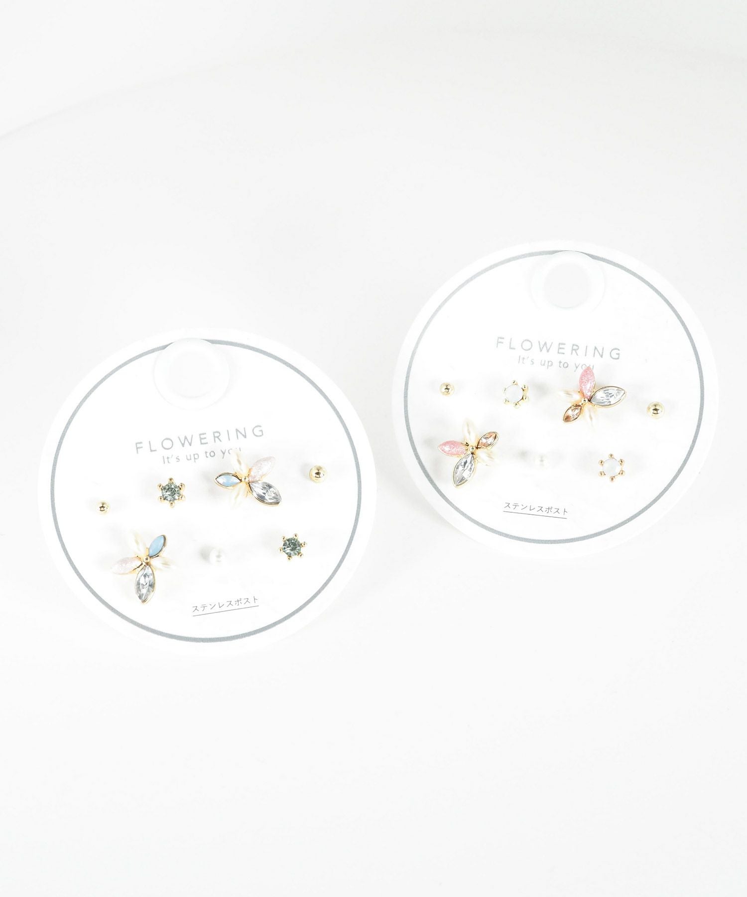 フラワービジューステンレスポストセットピアス