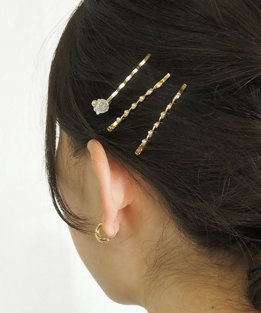 ローズパールヘアピン3Pセット