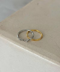 バイカラーメタルチェーンセットリング