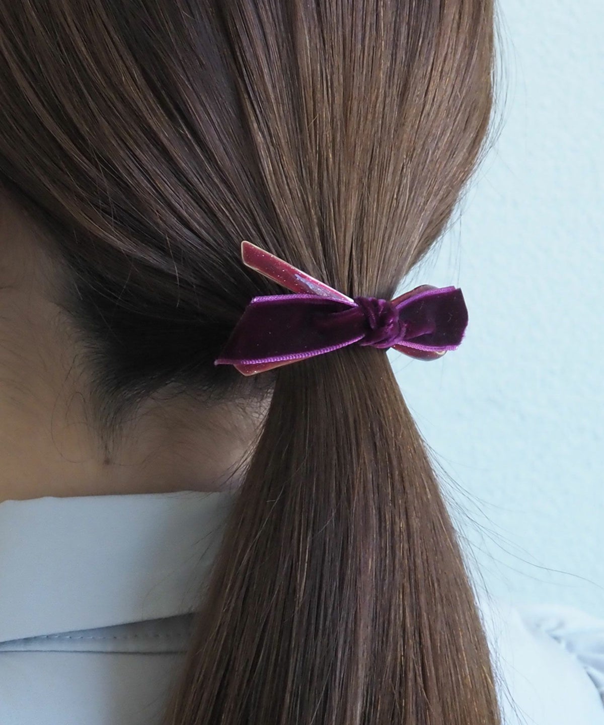 ミニベロアリボンラメポニーフック