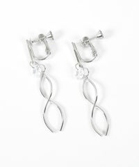 ダブルウェーブラインストーンイヤリング