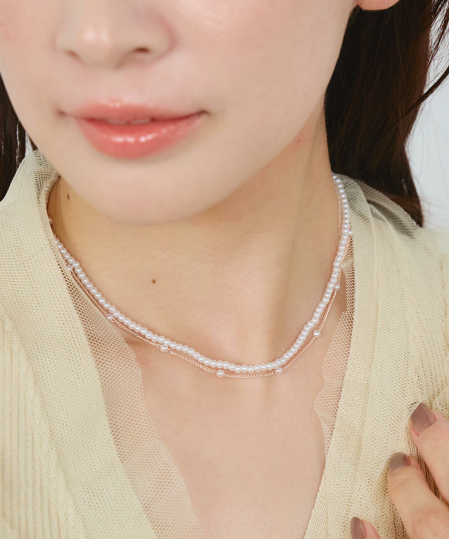 プチパール2連ネックレス