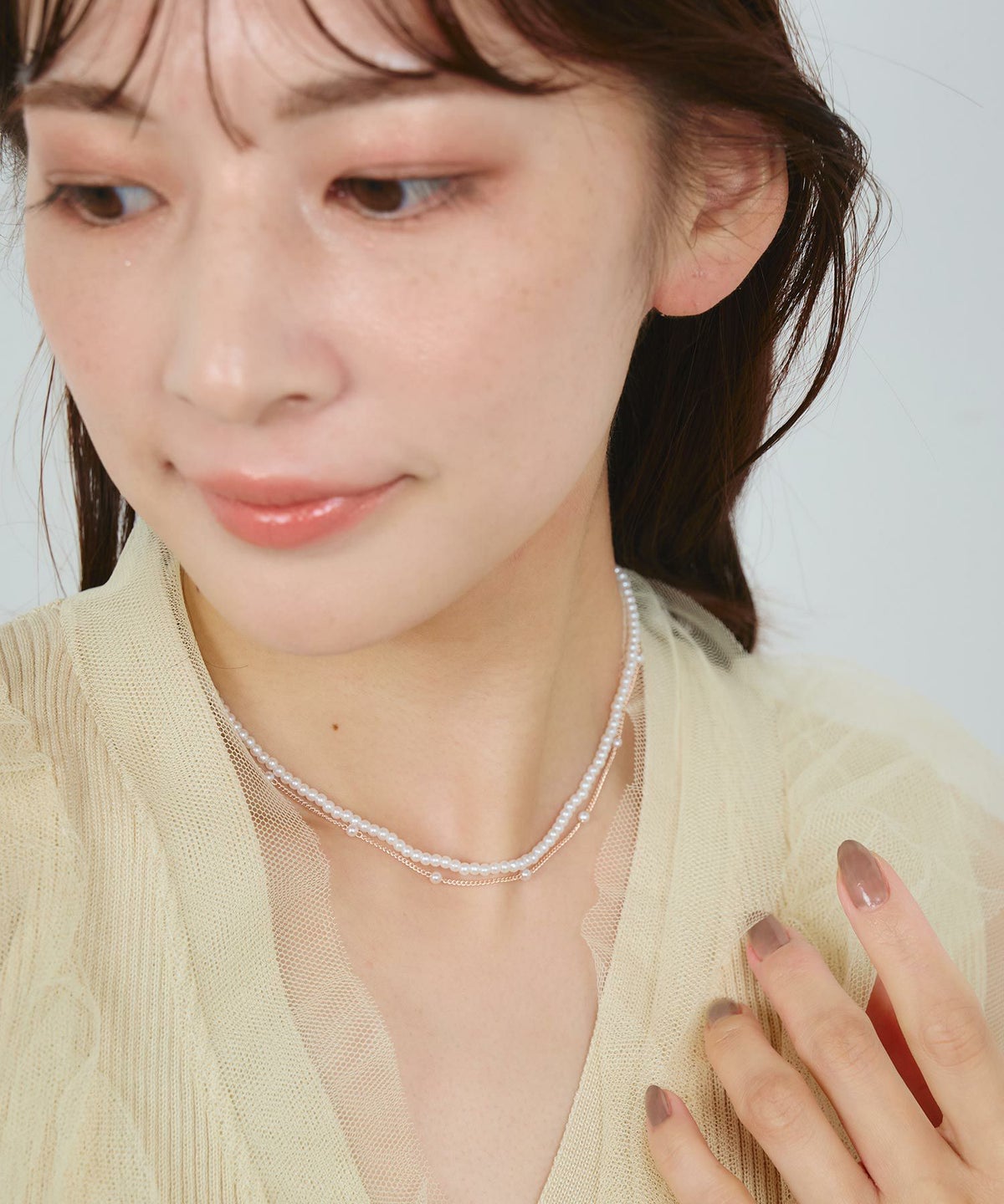 プチパール2連ネックレス