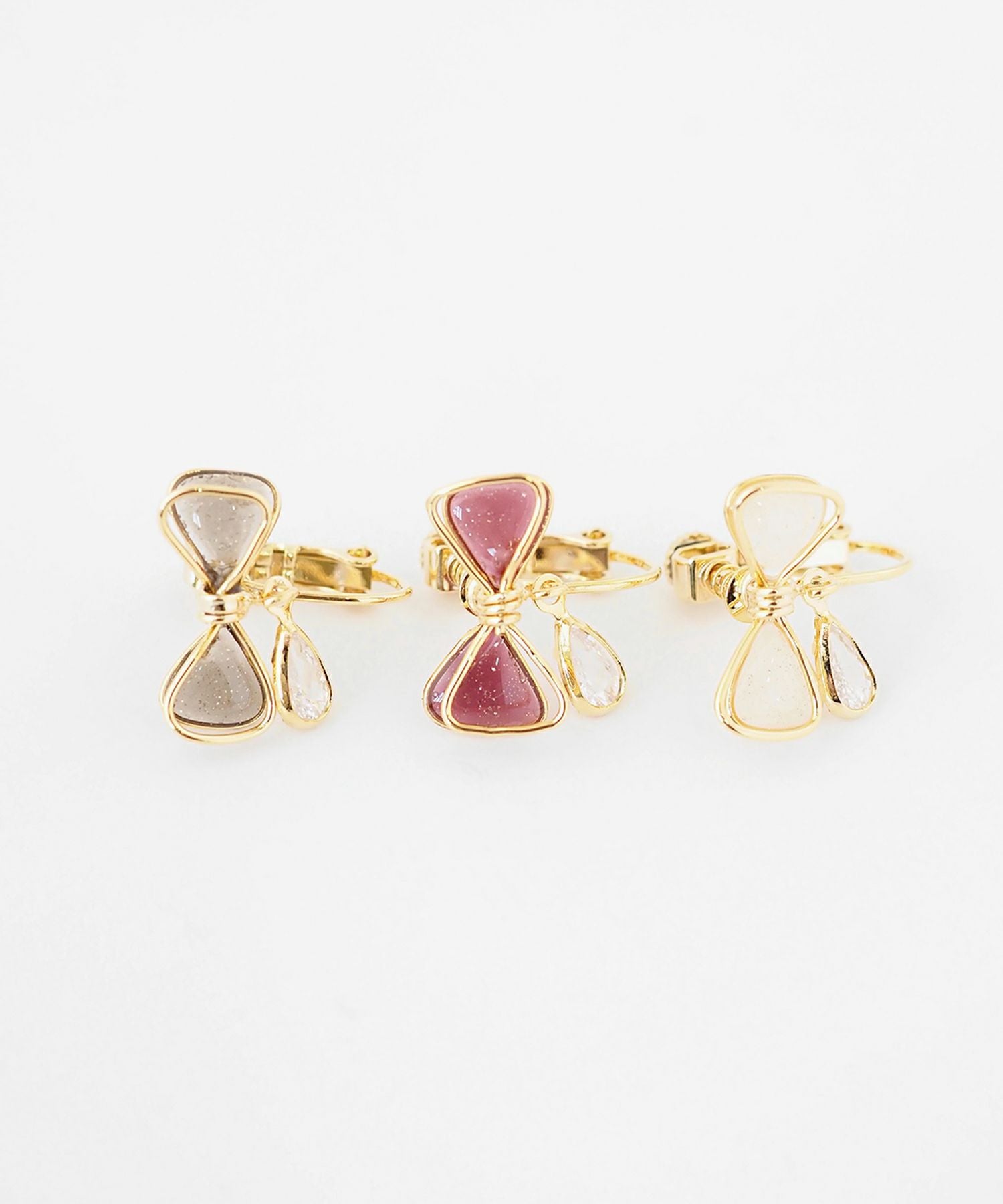 ワイヤーリボンビジューIMFスプリングイヤリング