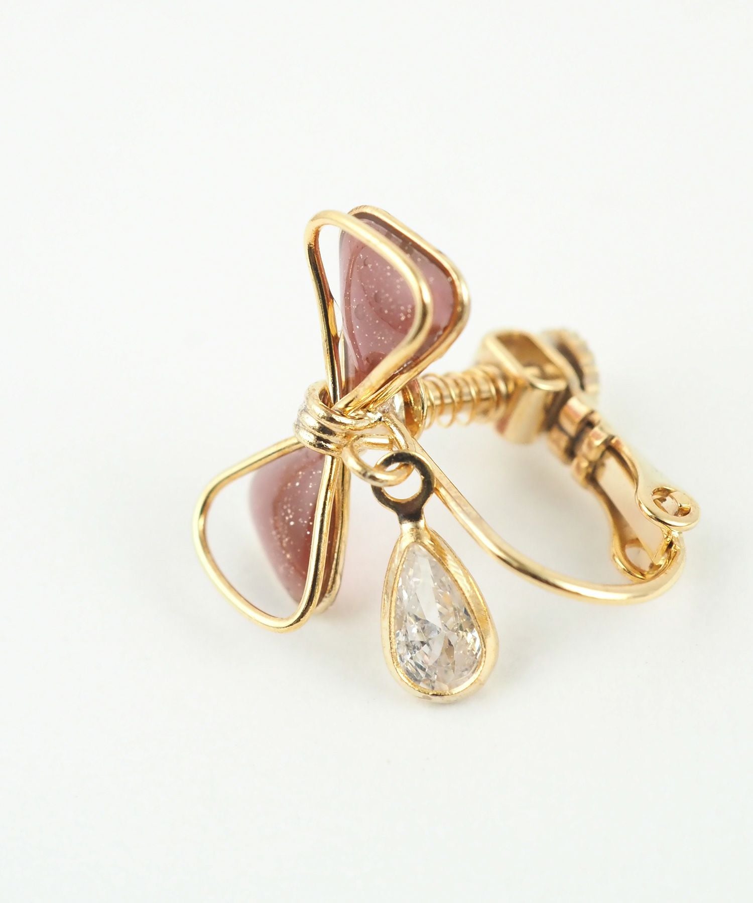 ワイヤーリボンビジューIMFスプリングイヤリング