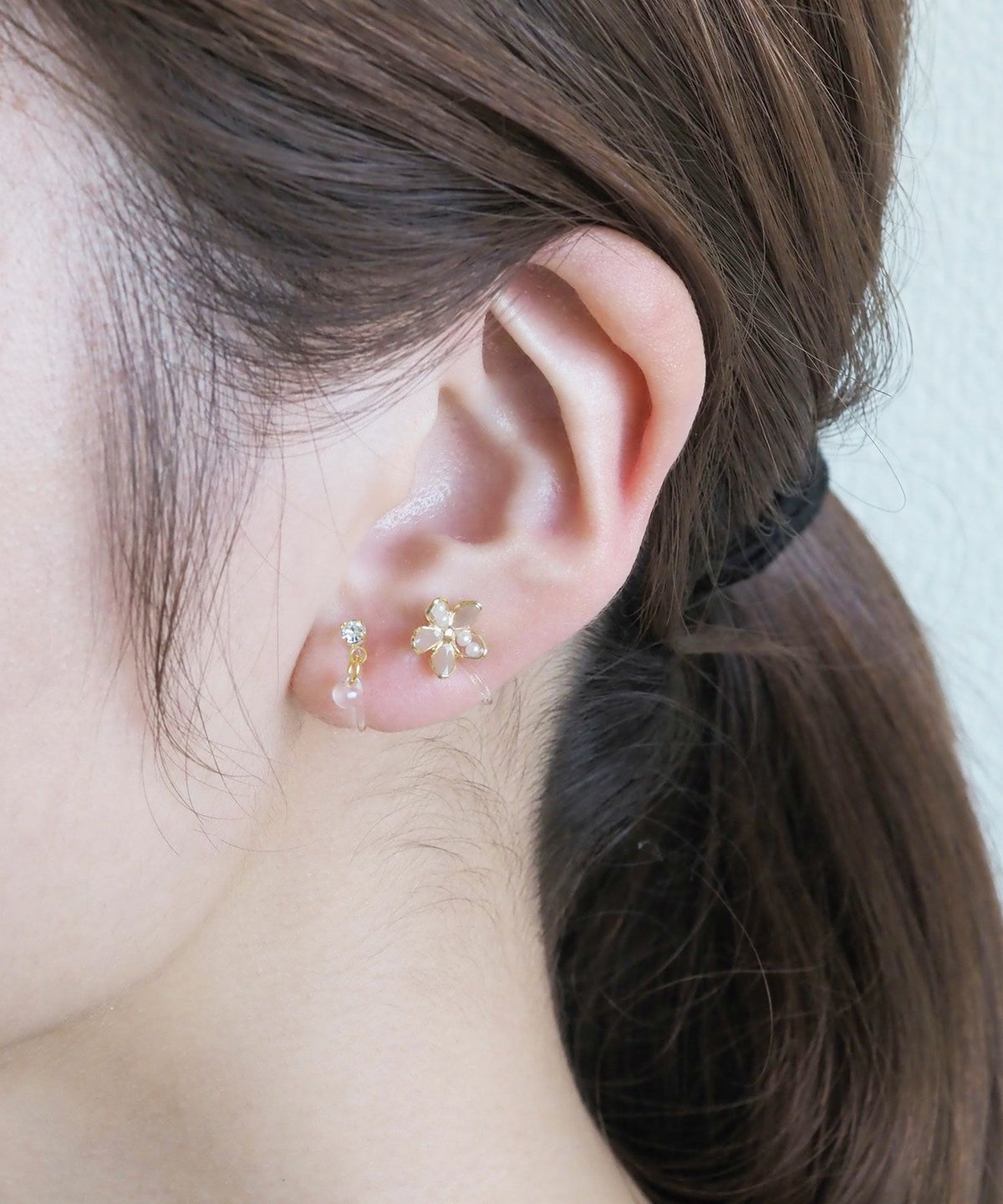 フラワーセット樹脂ノンホールイヤリング