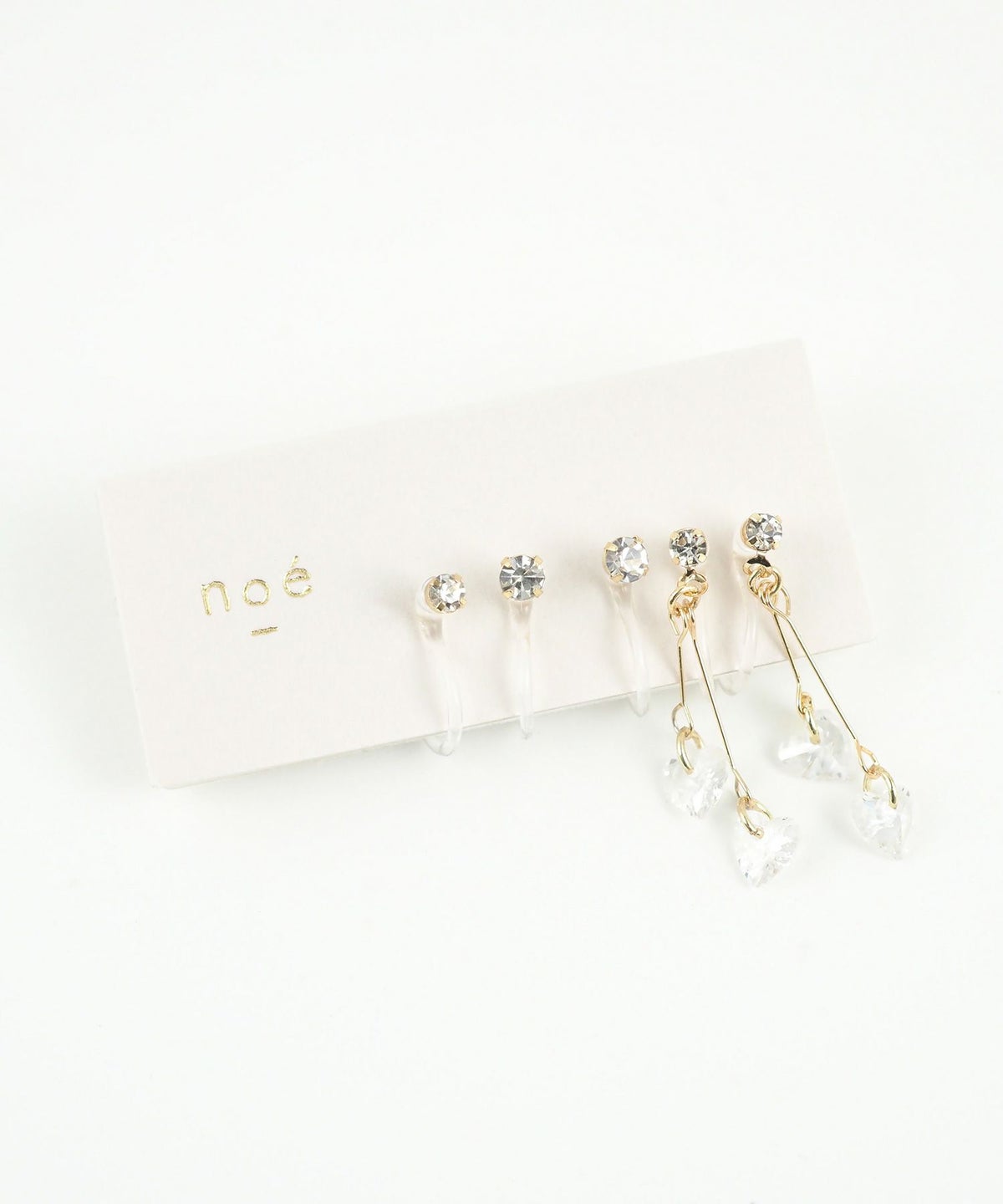 スイングダブルハートセット樹脂ノンホールイヤリング