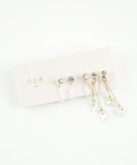 スイングダブルハートセット樹脂ノンホールイヤリング